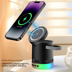 Productos 2025 Recién llegados Diseño novedoso <span class=keywords><strong>Altavoz</strong></span> de música BT Lámpara de cargador inalámbrico 4 en 1 con alarma Lámpara RGB nocturna para cabecera - Product Image 6