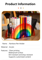 Boîte de rangement transparente à 5 compartiments personnalisée Organisateur de bureau couleur arc-en-ciel Papeterie Classification Porte-stylo