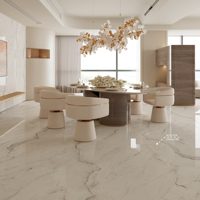 Dalle polie en pierre frittée effet marbre veiné blanc naturel 1200x2780mm, résistante à la chaleur, pour salle à manger, décoration murale et de sol moderne pour la maison