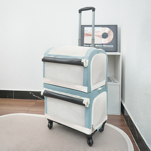 Poussette pliable <span class=keywords><strong>pour</strong></span> animaux de compagnie à double couche, quatre roues réglables, imperméable, type <span class=keywords><strong>valise</strong></span> - Product Image 4