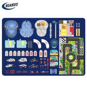 Nueva llegada niños 3 en 1 dinosaurio almacenamiento maleta garaje estacionamiento aleación policía coche Parque Aventura juguetes con mapa - Product Image 2