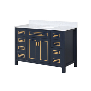 Meuble-lavabo moderne haut de gamme autoportant de 48 pouces avec vasque en céramique et caractéristiques résistantes à l'eau - Product Image 3