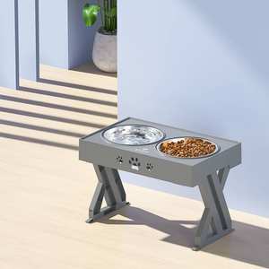 <span class=keywords><strong>Station</strong></span> d'alimentation pour chien en acier inoxydable anti-déversement avec bord extérieur surélevé <span class=keywords><strong>3</strong></span> hauteurs 2.8 "8" 12 ''Bol pour chien surélevé pliable noir - Product Image 1