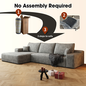 Modern L-Shape Corner <b>Sofa</b> Modular <b>Sofa</b> <b>Bed</b> Set Corduroy Fabric Washable No Assembly Required Eco-Friendly Apartment Hotel - Product Image 4