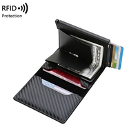 Portefeuille pour cartes de crédit avec blocage RFID, porte-cartes pop-up pour homme, adapté à l'Airtag, portefeuille en cuir multifonctionnel pour homme d'affaires