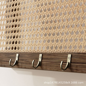 Cubierta para caja eléctrica de mimbre, montada en la pared, de madera maciza, rectangular, a prueba de polvo, con ganchos para la parte trasera de la puerta de entrada - Product Image 5