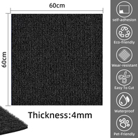 Selbstklebende 4mm 60x60cm Moderne Wasserdichte Schnittflor-Teppichfliesen - Einfache DIY Schlafzimmer/Büro Bodenaufkleber für Zuhause