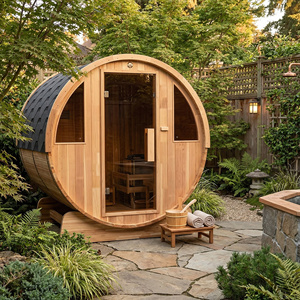 ชุดห้องซาวน่าไม้สำเร็จรูปสำหรับกลางแจ้ง ประกอบง่าย สำหรับ 2-4 คน ห้องซาวน่าแห้งในสวนหลังบ้าน พร้อมหน้าต่างกระจก เตาฮาร์เวีย และหลังคา - Product Image 1