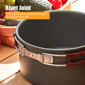 5 יחידות קשיח אנודייז אלומיניום סט בישול קמפינג סט מטבח חיצוני סט כלי בישול סיר מחנה - Product Image 6