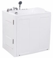 Baignoire d'angle moderne autoportante en acrylique pour 2 personnes avec massage par remous, garantie de 3 ans, comprenant un drain.