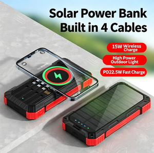 Batterie externe <span class=keywords><strong>solaire</strong></span> 20000mAh 22.5W avec charge rapide PD, câbles intégrés, double lumière, <span class=keywords><strong>chargeur</strong></span> <span class=keywords><strong>portable</strong></span> en plastique pour extérieur - Product Image 3