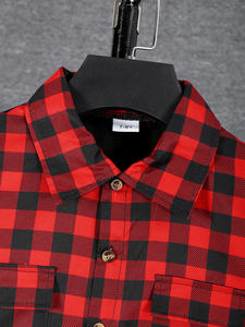 Nouvelle mode de vêtements pour enfants Ensemble chemise en <span class=keywords><strong>treillis</strong></span> rouge dégradé à manches longues <span class=keywords><strong>pantalon</strong></span> pour garçon - Product Image 3