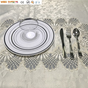 Ensemble de vaisselle <span class=keywords><strong>jetable</strong></span> en plastique argenté élégant de 600 pièces pour les fêtes et les restaurants, gobelets de 9 oz, couverts, assiettes - Product Image 6
