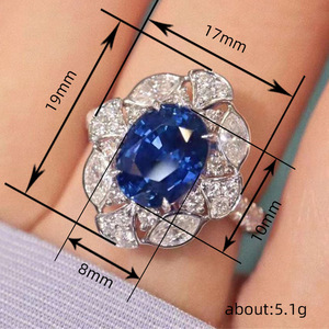 Anello da donna con zaffiro imitazione, design classico ed elegante, gioiello da abbinare per banchetti e uso quotidiano, idea regalo. - Product Image 3