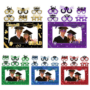 <b>Graduation</b> Photo Props Glasses <b>Frame</b> Set 2026 Class Party Decoration With Glitter Design For <b>Graduation</b> Celebration - Product Image 4