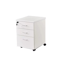 Bureau d'étude commercial minimaliste mobile et armoire latérale avec 3 tiroirs, protection par mot de passe, rangement de bureau en bois