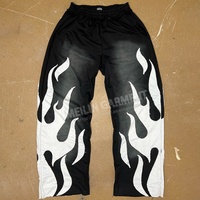 Pantalon évasé en coton personnalisé pour homme, avec broderie effet flamme et patch appliqué, style survêtement évasé pour homme