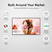 Pantalla LCD de 55 Pulgadas con Menú Publicitario 4K de Cero Distancia, Personalizable, Software CMS Gratuito, para Señalización Digital en Interiores