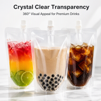 Sachet Doypack transparent de 500 ml avec bec verseur, personnalisable avec logo, prêt à l'emploi, pour emballage à emporter de café glacé et de jus