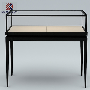 Gabinete de exhibición con iluminación LED de cristal dorado personalizable, tienda elegante y escaparate de joyería, soporte de mostrador - Product Image 4