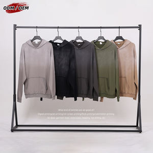 Sudadera con capucha estilo americano de algodón puro, holgada, con efecto desgastado, lavado batik y degradado. - Product Image 2