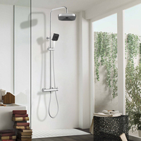 Ensemble de douche mural thermostatique moderne en acier inoxydable avec pommeau de douche pluie et mitigeur