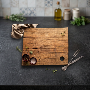 Planche à découper rectangulaire tendance en bois d'acacia durable, support à couteaux, compatible lave-vaisselle, épaisseur 2 cm, pour fromage - Product Image 1