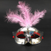 Masques de Mardi Gras pour femmes, demi-visage, avec plumes, en PVC, masques décoratifs pour Halloween