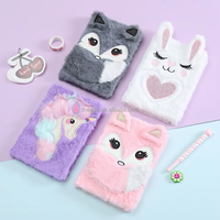 Carnet de notes en peluche avec cadenas, joli journal A5 pour adolescentes, école