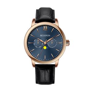 Men's Luxury Waterproof Quartz <b>Watch</b> with Genuine <b>Leather</b> and Stainless Steel Band Fashion Business Style for Men - Product Image 5