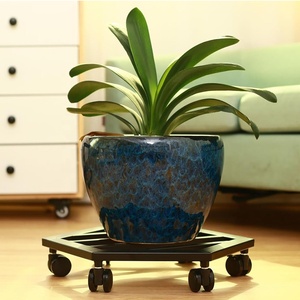 Chariot à plantes en métal de haute qualité avec <span class=keywords><strong>roulettes</strong></span>, <span class=keywords><strong>support</strong></span> à plantes roulant robuste pour usage intérieur et extérieur, avec <span class=keywords><strong>roulettes</strong></span> pivotantes - Product Image 6