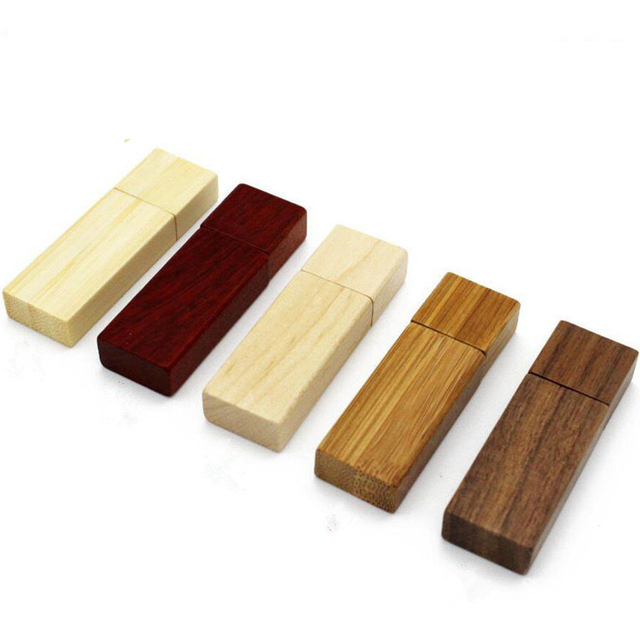 Wholesale Bamboo Wood USB 2.0 Flash Drives in Rectangular Card Style 512MB with Custom Logo