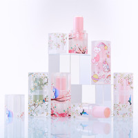Tube de brillant à lèvres en plastique portable et mignon bouteille grasse et ronde avec rouge à lèvres transparent pour
