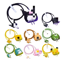 Protector de Cable 4 en 1 para iPhone, Carga Rápida de 18W 20W, Diseño 3D de Dibujos Animados, Funda Protectora de Silicona para Cable de Carga con Conector US/EU