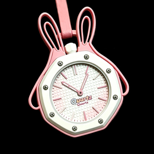 Breloque de montre en forme d'oreille de lapin rose, bracelet en plastique, accessoire de montre à quartz - Product Image 5