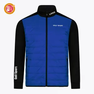 OEM Factory Custom Logo Polyester Stand Full Zip Golf Jacket Quilted Padding Cotton Golf Jacket For Man