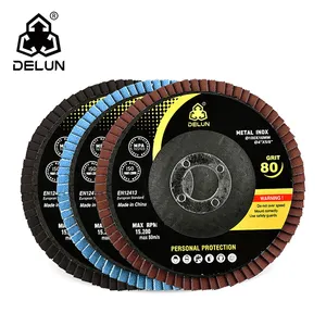 Flap disc DELUN Industrial abrasive aluminum oxide flexible flap disc for polishing stainless steel from Chinese supplier