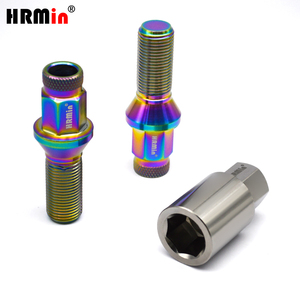 Pernos <span class=keywords><strong>de</strong></span> <span class=keywords><strong>rueda</strong></span> <span class=keywords><strong>de</strong></span> titanio Gr.5 Ti-6Al-4V con cabeza heptagonal extendida moleteada, asiento cónico <span class=keywords><strong>de</strong></span> 60 grados, M14x1.5x28mm con llave <span class=keywords><strong>de</strong></span> titanio - Product Image 3