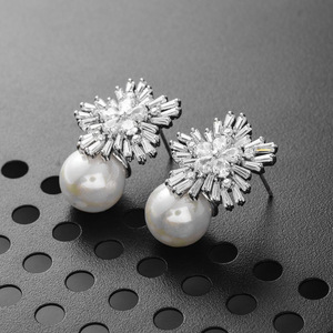 Orecchini a perla di tendenza 2026 per donna, eleganti gioielli da sposa chic con perle quadrate e rotonde, regalo quotidiano - Product Image 4