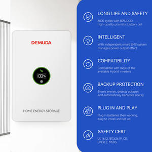 Batterie solaire au lithium LiFePO4 DEMUDA 51,2 V 100 Ah 200 Ah 5 kWh 10 kWh Powerwall pour système de stockage d'énergie solaire hybride hors réseau - Product Image 2