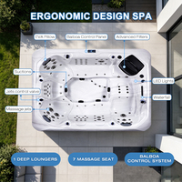 Sunrans Jacuzzi familial grand format pour 8 personnes, spa extérieur autoportant avec jets de massage multi-positions pour soulager les muscles