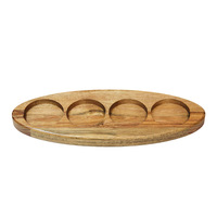 Cuisine Plateau à dessert en bois d'acacia Plateau à thé jetable Motif papillon gravé pour fête Table d'exposition en bois massif Dip