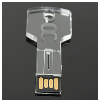 USB Flash Drive Gantungan Kunci Akrilik dengan Logo 3D Terukir di Dalam, Lampu LED RGB Terang, Hadiah Promosi Perusahaan Kustom