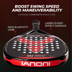 Raqueta de Pádel Caston Sports Force Pro Roja, Fibra de Carbono 3K, 38 mm, 360 g, Núcleo de EVA, Poliéster, Hecha a Mano, Resistente a Impactos, Superficie Brillante con Diseño de Diamante - Product Image 3