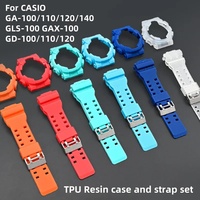 2 In 1 Tali Casing Jam Tangan TPU untuk Casio GShock GA-100/110 GD-100/110/120 GLS-100 GAX-100 Penutup Jam Tangan Pelindung Tali Resin Bumper