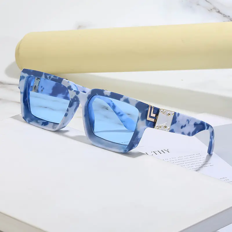 2023 new arrival Rectangular Blue Sunglasses with Blue Lenses