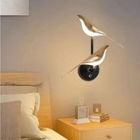 Applique murale moderne Boyid Sparrow Call à double LED, abat-jour en verre, design oiseau plaqué or pour salon, couloir, escalier