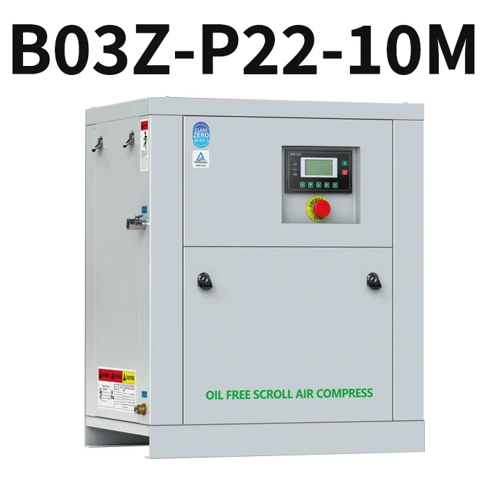 Yibang 2,2 kW 3 PS Ölfreier Scroll-Luftkompressor 10 Bar mit 5 L Tank und Polymer Membrantrockner 380 V 50 HZ 3 PS