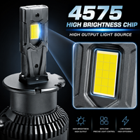 Ampoule de phare LED SFIDA D4S 45W 4500LM, ampoule de phare LED pour voiture, puce 4575, aluminium aéronautique, Plug and Play, refroidissement par ventilateur, IP67