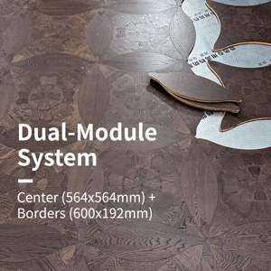 <span class=keywords><strong>Parquet</strong></span> moderne européen Princess Anne, marron foncé, médaillon divisé, placage de chêne, écologique, système de clic, qualité AB, villa, chambre à coucher - Product Image 4